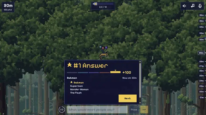 Batman earns the number one answer in Noillirk as the player climbs into the forest canopy