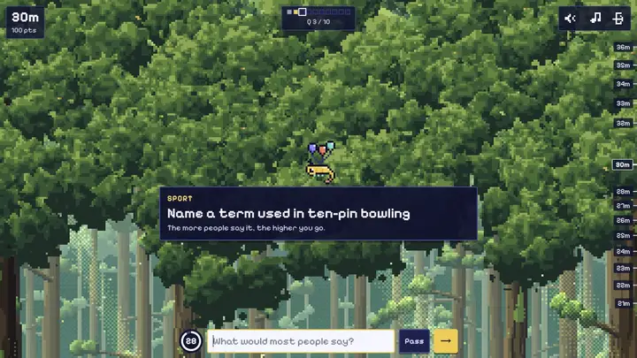 A bowling question in Noillirk against the forest canopy